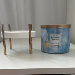 Bath and Body WorksUnlit White Barn Sapphire Quartz Scented Candle+candle holder